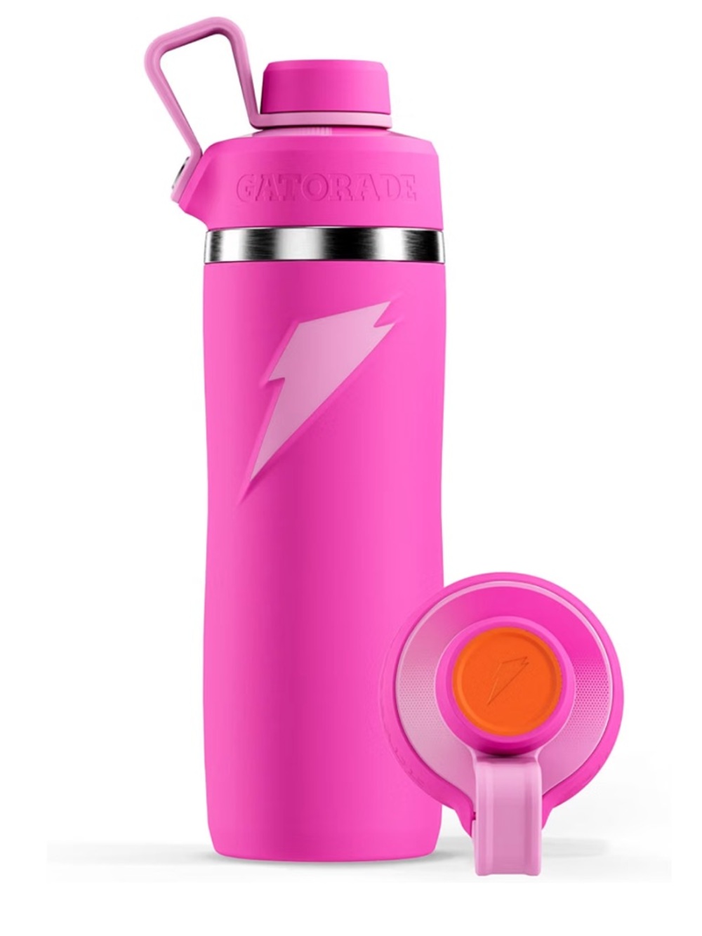 Gatorade 'Overtime' 22oz Stainless Steel Water Bottle, Twist Cap, Pink New